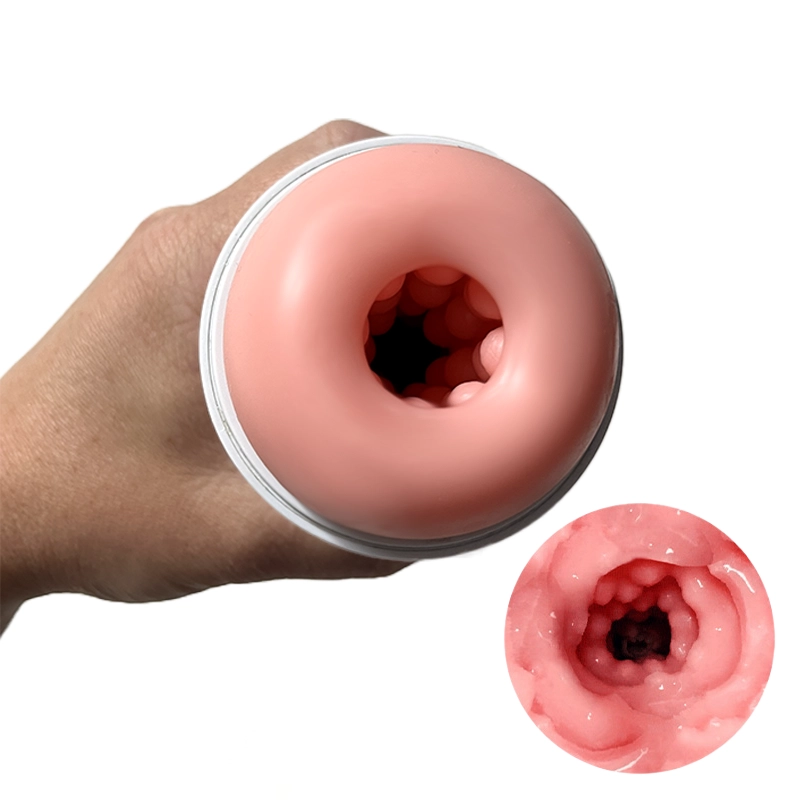 An image of the Alpha Lover product called The Pumper. This image shows the inside of the sleeve, showing how it is ribbed for maximum pleasure.