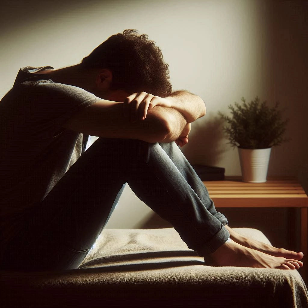 Image showing a man suffering in silence due to erectile dysfunction - or not being able to get hard and stay hard during sex.