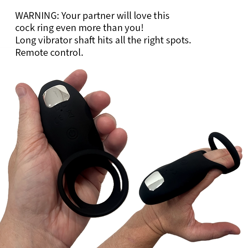 A close up of the Leg-shaker vibrating cock ring showing it's large size that your partner will love even more than you.