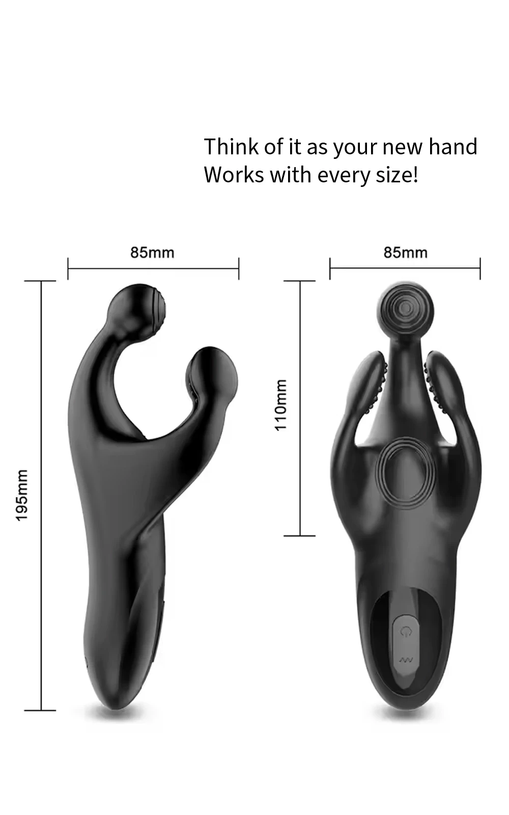 Schematic of The Nexus showing precise product dimensions of 195mm by 85mm - Alpha Lover