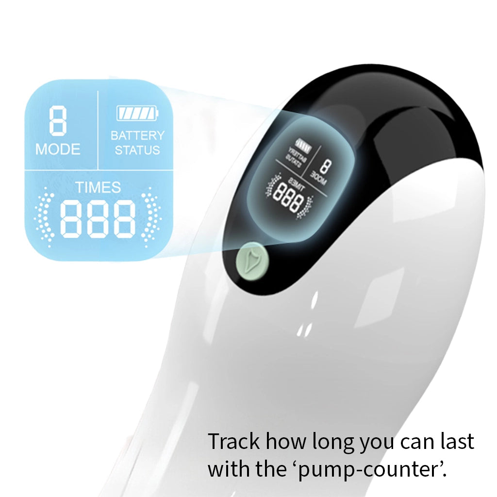 The Rep automatic stroker with LCD screen showing the unique 'pump-counter' for tracking stamina - Alpha Lover