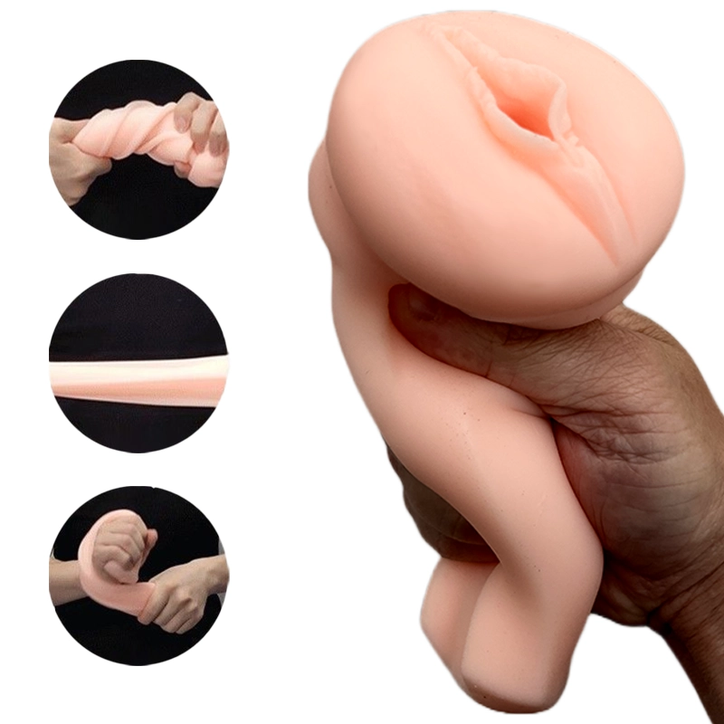Demonstration of The Vortex stroker's soft, flexible silicone sleeve and internal components - Alpha Lover